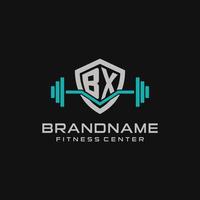 kreativ Brief bx Logo Design zum Fitnessstudio oder Fitness mit einfach Schild und Hantel Design Stil vektor