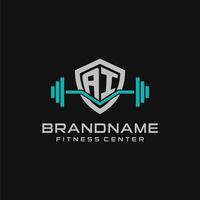 kreativ Brief ai Logo Design zum Fitnessstudio oder Fitness mit einfach Schild und Hantel Design Stil vektor