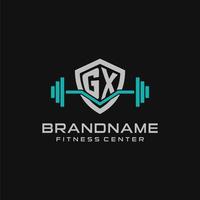 kreativ Brief gx Logo Design zum Fitnessstudio oder Fitness mit einfach Schild und Hantel Design Stil vektor