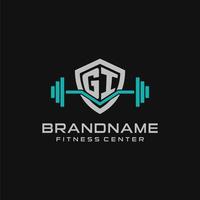 kreativ Brief gi Logo Design zum Fitnessstudio oder Fitness mit einfach Schild und Hantel Design Stil vektor