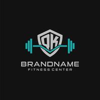 kreativ Brief qk Logo Design zum Fitnessstudio oder Fitness mit einfach Schild und Hantel Design Stil vektor