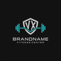 kreativ Brief vx Logo Design zum Fitnessstudio oder Fitness mit einfach Schild und Hantel Design Stil vektor