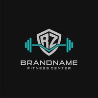 kreativ Brief rz Logo Design zum Fitnessstudio oder Fitness mit einfach Schild und Hantel Design Stil vektor