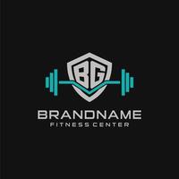 kreativ Brief bg Logo Design zum Fitnessstudio oder Fitness mit einfach Schild und Hantel Design Stil vektor