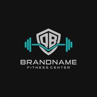 kreativ Brief qb Logo Design zum Fitnessstudio oder Fitness mit einfach Schild und Hantel Design Stil vektor