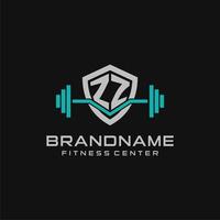 kreativ Brief zz Logo Design zum Fitnessstudio oder Fitness mit einfach Schild und Hantel Design Stil vektor