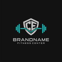 kreativ Brief ce Logo Design zum Fitnessstudio oder Fitness mit einfach Schild und Hantel Design Stil vektor