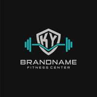 kreativ Brief ky Logo Design zum Fitnessstudio oder Fitness mit einfach Schild und Hantel Design Stil vektor