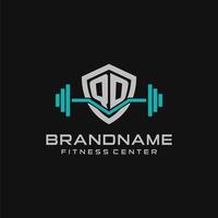 kreativ Brief qd Logo Design zum Fitnessstudio oder Fitness mit einfach Schild und Hantel Design Stil vektor