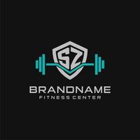 kreativ Brief Gr Logo Design zum Fitnessstudio oder Fitness mit einfach Schild und Hantel Design Stil vektor