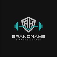 kreativ Brief rh Logo Design zum Fitnessstudio oder Fitness mit einfach Schild und Hantel Design Stil vektor