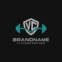kreativ Brief vc Logo Design zum Fitnessstudio oder Fitness mit einfach Schild und Hantel Design Stil vektor