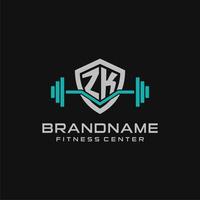 kreativ Brief zk Logo Design zum Fitnessstudio oder Fitness mit einfach Schild und Hantel Design Stil vektor