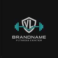 kreativ Brief vl Logo Design zum Fitnessstudio oder Fitness mit einfach Schild und Hantel Design Stil vektor