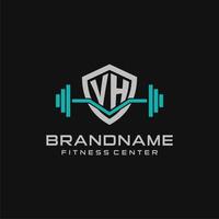 kreativ Brief vh Logo Design zum Fitnessstudio oder Fitness mit einfach Schild und Hantel Design Stil vektor