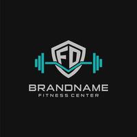 kreativ brev fd logotyp design för Gym eller kondition med enkel skydda och skivstång design stil vektor