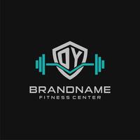 kreativ Brief oy Logo Design zum Fitnessstudio oder Fitness mit einfach Schild und Hantel Design Stil vektor