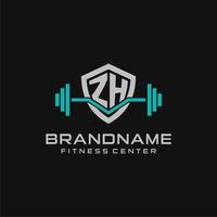 kreativ Brief zh Logo Design zum Fitnessstudio oder Fitness mit einfach Schild und Hantel Design Stil vektor