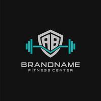 kreativ Brief ab Logo Design zum Fitnessstudio oder Fitness mit einfach Schild und Hantel Design Stil vektor