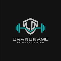 kreativ Brief ld Logo Design zum Fitnessstudio oder Fitness mit einfach Schild und Hantel Design Stil vektor