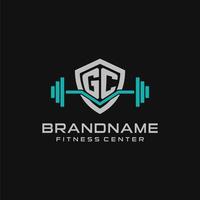 kreativ Brief gc Logo Design zum Fitnessstudio oder Fitness mit einfach Schild und Hantel Design Stil vektor