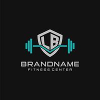 kreativ Brief Pfund Logo Design zum Fitnessstudio oder Fitness mit einfach Schild und Hantel Design Stil vektor