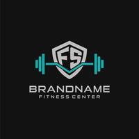kreativ brev fs logotyp design för Gym eller kondition med enkel skydda och skivstång design stil vektor