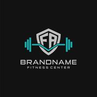 kreativ Brief Fa Logo Design zum Fitnessstudio oder Fitness mit einfach Schild und Hantel Design Stil vektor