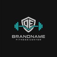 kreativ Brief qe Logo Design zum Fitnessstudio oder Fitness mit einfach Schild und Hantel Design Stil vektor