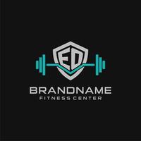 kreativ Brief eo Logo Design zum Fitnessstudio oder Fitness mit einfach Schild und Hantel Design Stil vektor