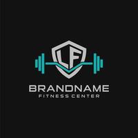 kreativ Brief lf Logo Design zum Fitnessstudio oder Fitness mit einfach Schild und Hantel Design Stil vektor