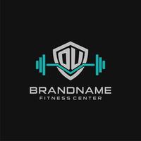 kreativ Brief ou Logo Design zum Fitnessstudio oder Fitness mit einfach Schild und Hantel Design Stil vektor