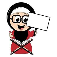 süß Mädchen Hijab Karikatur Illustration vektor