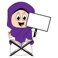 süß Mädchen Hijab Karikatur Illustration vektor