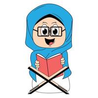 süß Mädchen Hijab Karikatur Illustration vektor