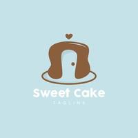 Süss Kuchen Logo Design, Geburtstag Brot Vektor, einfach Design Bäckerei Symbol Vorlage Illustration vektor