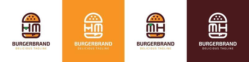 Brief Hm und mh Burger Logo, geeignet zum irgendein Geschäft verbunden zu Burger mit Hm oder mh Initialen. vektor