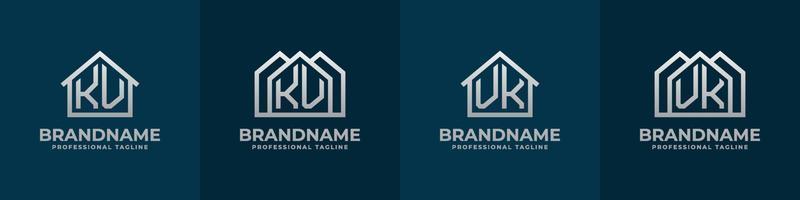 Brief kv und vk Zuhause Logo Satz. geeignet zum irgendein Geschäft verbunden zu Haus, echt Anwesen, Konstruktion, Innere mit kv oder vk Initialen. vektor