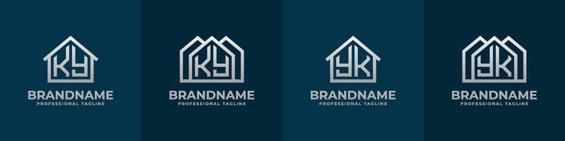 Brief ky und yk Zuhause Logo Satz. geeignet zum irgendein Geschäft verbunden zu Haus, echt Anwesen, Konstruktion, Innere mit ky oder yk Initialen. vektor