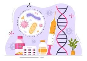 immunologi illustration med människor immun skydd systemet portion till skaffa sig befria av infektioner och skadlig bakterie i tecknad serie hand dragen mallar vektor