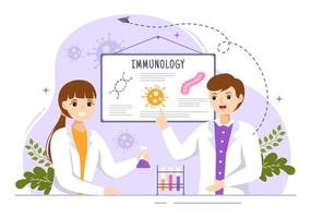 Immunologie Illustration mit Menschen immun Schutz System Portion zu erhalten loswerden von Infektionen und schädlich Bakterien im Karikatur Hand gezeichnet Vorlagen vektor