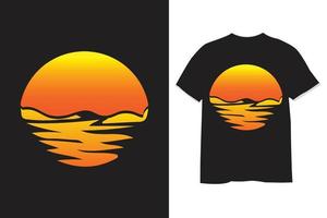 retro solnedgång årgång t skjorta design vektor