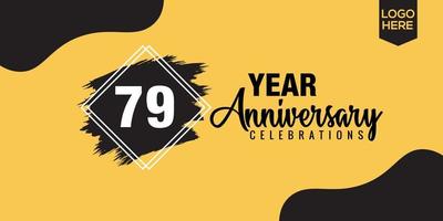 79 .. Jahre Jahrestag Feier Logo Design mit schwarz Bürste und Gelb Farbe mit schwarz abstrakt Vektor Illustration