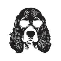 cockerspaniel spaniel hund med glasögon, vektor begrepp digital konst ,hand dragen illustration