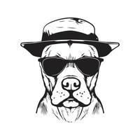 Hund amerikanisch Staffordshire Terrier im Sonnenbrille und Hut, Vektor Konzept Digital Kunst ,Hand gezeichnet Illustration