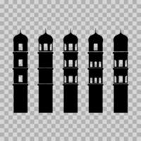 uppsättning silhuett illustration av moské minareter. ytterligare till de design av av de ramadan kareem, eid al-fitr och eid al-adha. vektor