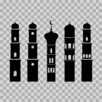einstellen Silhouette Illustration von Moschee Minarette. zusätzlich zu das Design von von das Ramadan karem, eid al-fitr und eid al-adha. Vektor