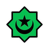 illustration av en stjärna måne flankerad förbi halvmåne. symbol av islam. islamic ikoner kan vara Begagnade för de månad av ramadan, eid och eid al-adha. för logotyp, hemsida och affisch mönster. vektor