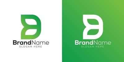 Fachmann Brief b Blatt Logo Design Vorlage auf Weiß und Grün Hintergrund vektor