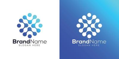 teknologi hört logotyp design mall på vit och blå bakgrund vektor